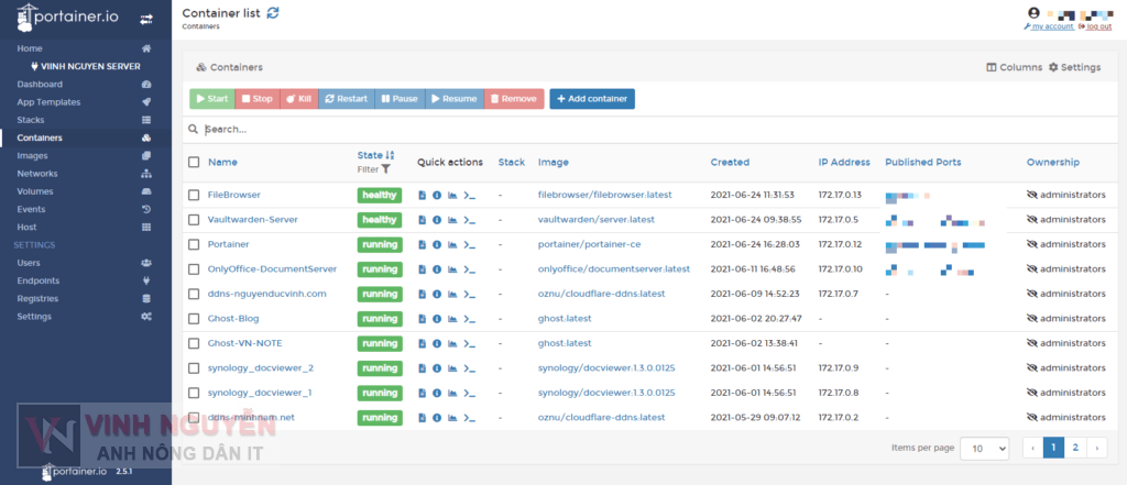 Cài đặt Portainer trên Synology NAS