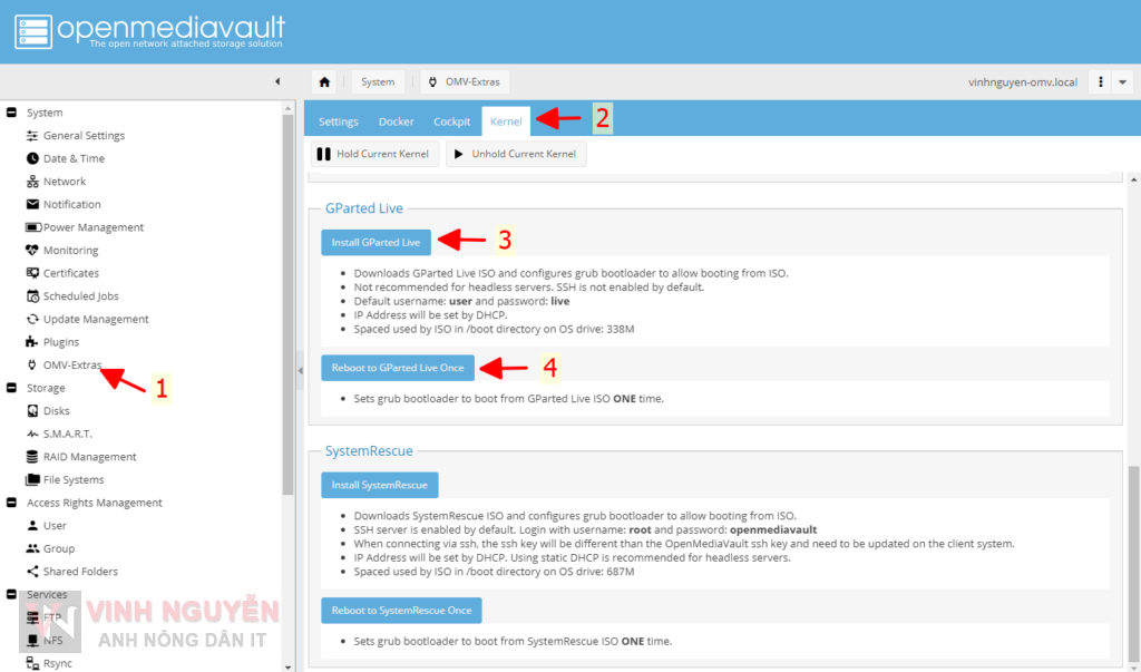 OpenMediaVault (OMV) GParted
