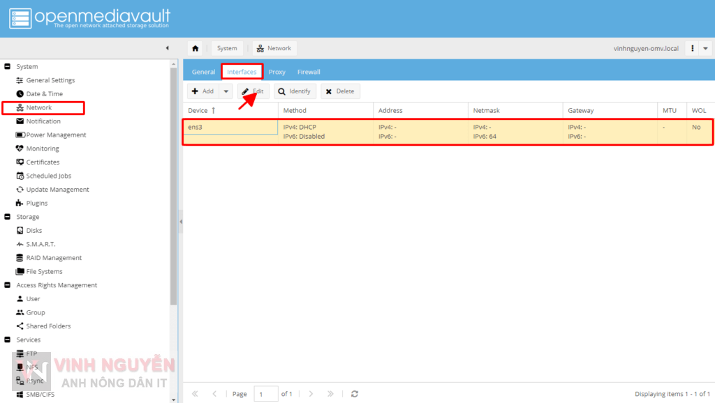 OpenMediaVault (OMV) IP tĩnh