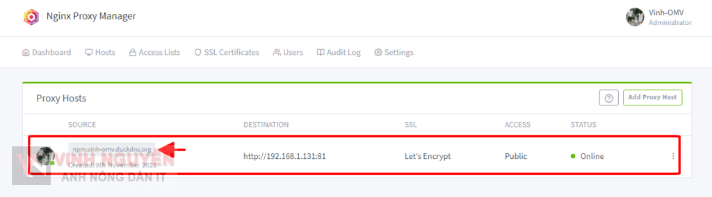 OpenMediaVault (OMV) – Nginx Proxy Manager