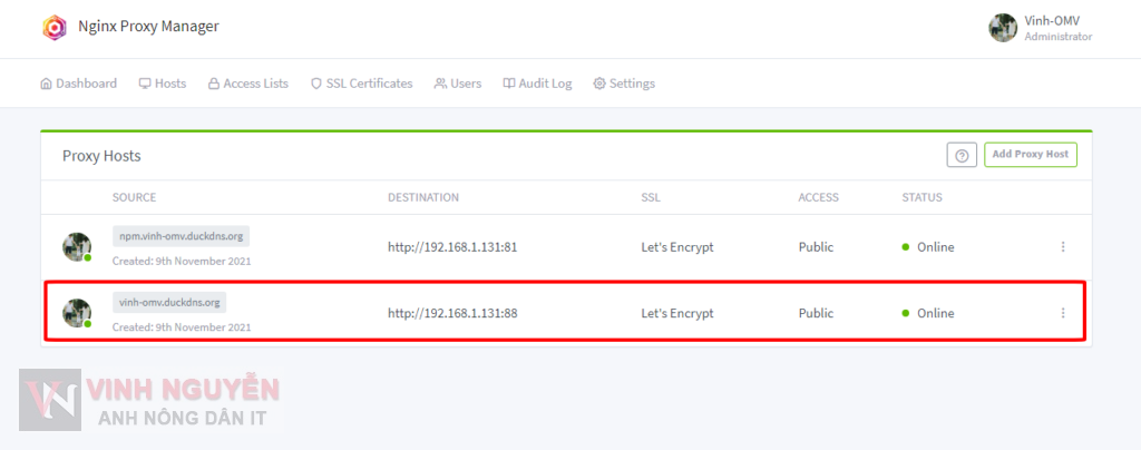 OpenMediaVault (OMV) – Nginx Proxy Manager